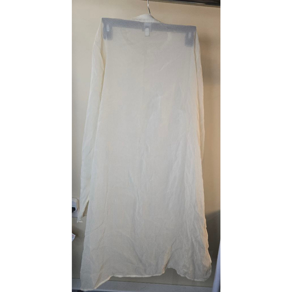 Women's Eileen Fisher Organic Linen Long Shirt Dress Ivory Medium - Picture 8 of 16